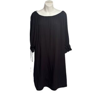 Loft  Black Women's Dress with Drawstring Sleeves and Off the Shoulder Detailing